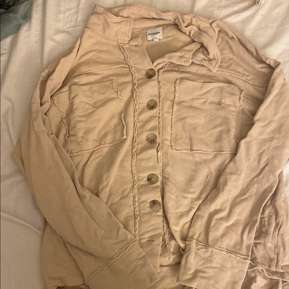 Women's Beige Button-Up Jacket